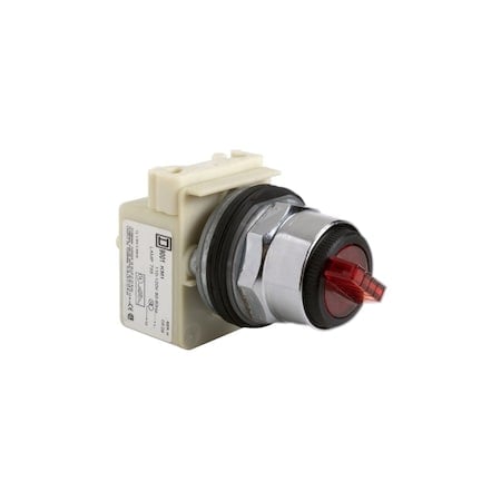 Illuminated selector switch head, Harmony 9001K, metal, standard handle, red, 30mm, 2 positions, stay put, 110-120V MPN:9001K11J1R