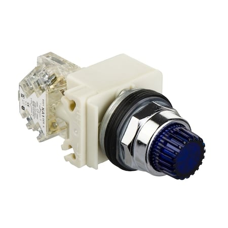 Illuminated push-button, Harmony 9001K, metal, projecting, blue, 30mm, spring return, 24-28V, 1 C/O MPN:9001K2L35LH13