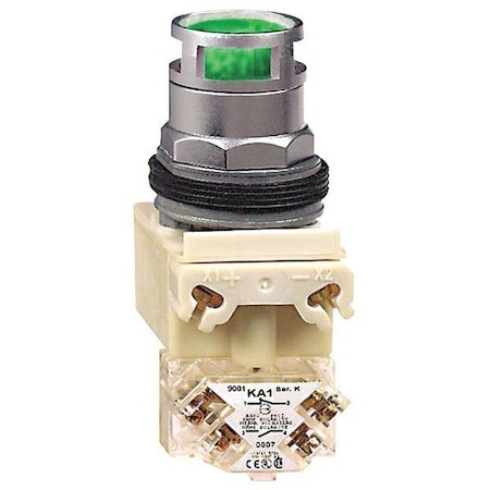 Illuminated Push Button, 30 mm, SPDT, Green MPN:9001K3L1GH13