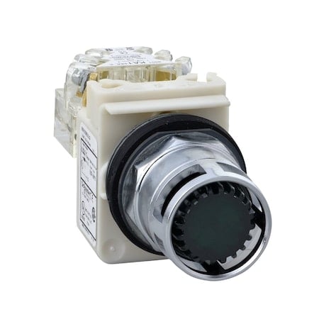 Illuminated push button, Harmony 9001K, metal, metal guard flush, green, 30mm, spring return, 120V, 1 CO MPN:9001K3L38GH13