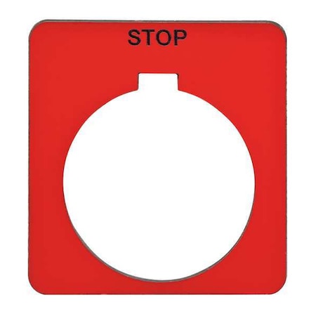 Legend Plate, Stop, Black/Red, Square MPN:9001KN202RP