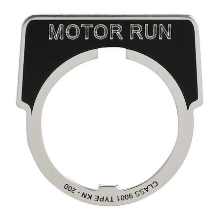LegendPlate, MotorRun, Silvr/Blk, HalfRound MPN:9001KN236