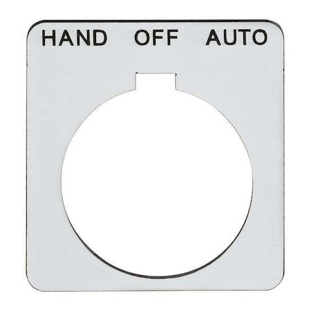 Legend Plate, Square, Hand-Off-Auto., White MPN:9001KN260WP
