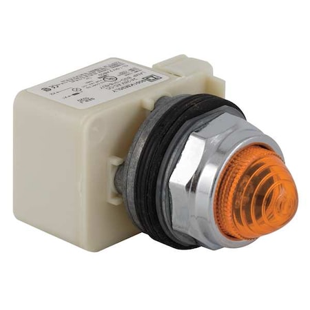 Pilot Light, LED, 120V, 30mm, Chrome, Amber MPN:9001KP38LYA9