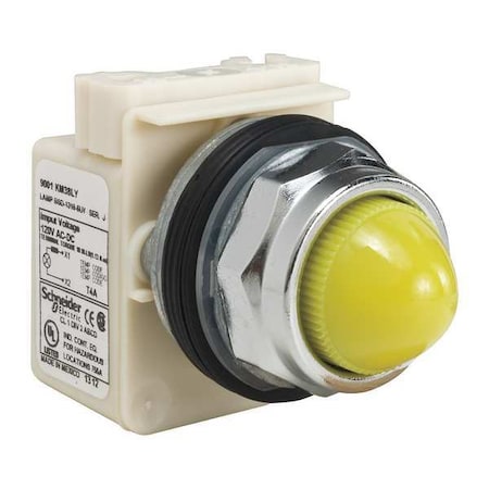 Pilot Light, LED, Yellow, 120V, Domed Lens MPN:9001KP38LYY9