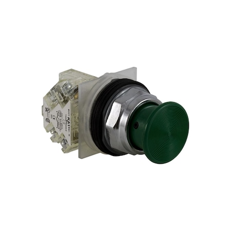 Push-button, Harmony 9001K, metal, mushroom 35mm, green, 30mm, spring return, 1 C/O MPN:9001KR24GH13
