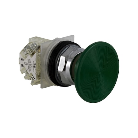 Push-button, Harmony 9001K, metal, mushroom 57mm, green, 30mm, spring return, 1 C/O MPN:9001KR25GH13