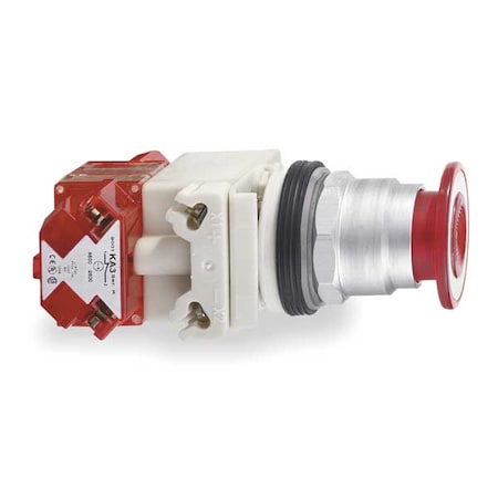 Push Button Operator, Mushroom Head, Momentary Action, Not Applicable Release, Illuminated, Red MPN:9001KR8P1RH25