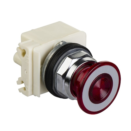 Illuminated push button, Harmony 9001K, metal, mushroom 41mm, red, 30mm, 2 positions, push pull, 24.28V, 2 CO MPN:9001KR9P35RH2