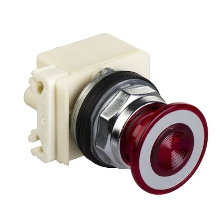 30mm push button, Type K, illuminated maintained push pull mushroom, 120VAC/VDC red LED, red mushroom, NEMA 4, 13 MPN:9001KR9P38LRR