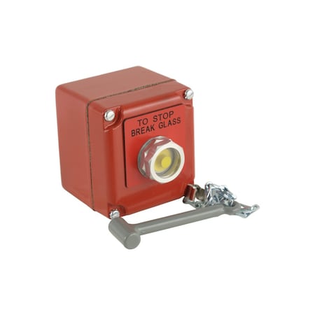Complete control station, Harmony 9001K, 10A, zinc, red, 1 push button 1NO + 1NC STOP BREAK GLASS, NEMA 3 4 13 MPN:9001KYK117