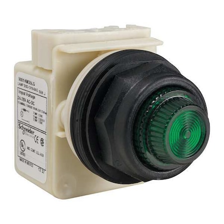 Pilot Light, LED, Green, Fresnel Lens MPN:9001SKP35LGG31