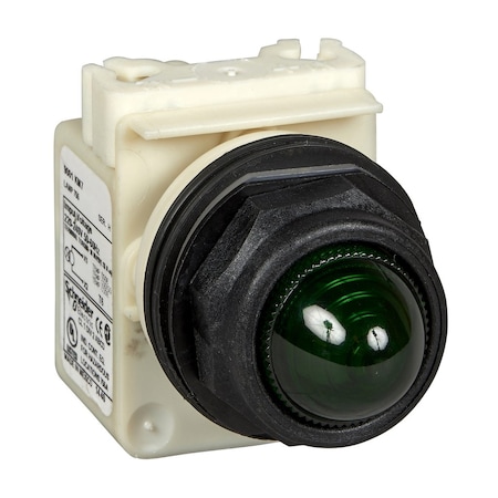 Pilot light, Harmony 9001SK, plastic, polycarbonate, domed, green, 30mm, 220-240V MPN:9001SKP7G9