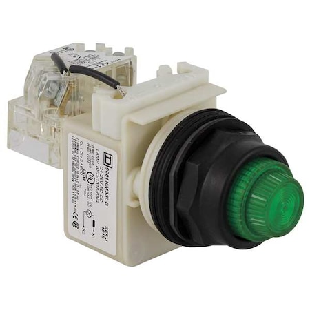 Push to Test Pilot Light, Green, LED MPN:9001SKT38LGG31