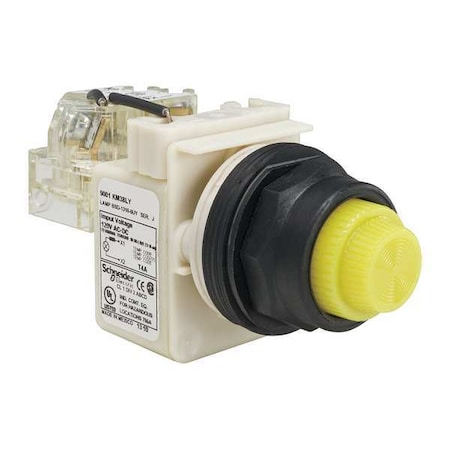 Push to Test Pilot Light, Yellow, LED MPN:9001SKT38LYY31