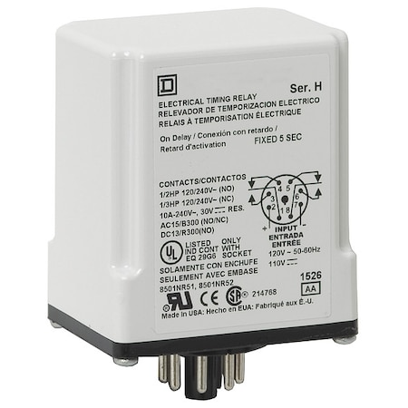 Time Delay Relay, Octal, Off Delay, 1 Functions 24V AC/DC, DPDT MPN:9050JCK2F30V14