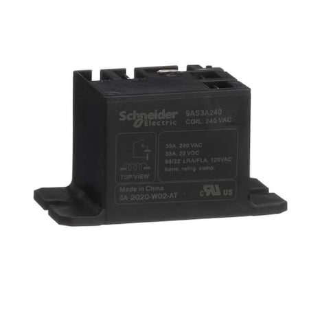 Panel Flange, Enclosed Power Relay, 30 A, 4 Pins, Faston Connector MPN:9AS3A240
