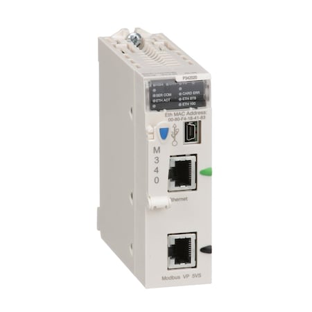 Processor module M340, max 1024 discrete and 256 analog I/O, Modbus, Ethernet MPN:BMXP342020