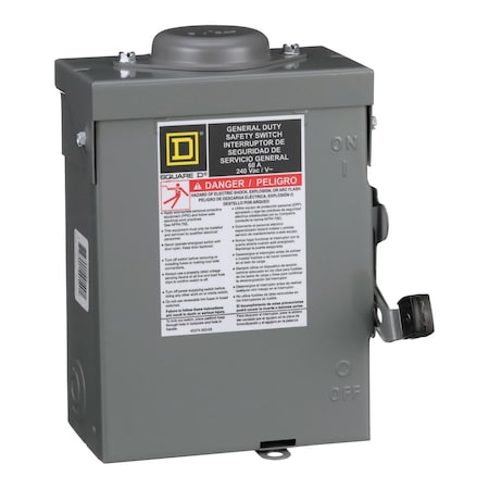 Nonfusible, Safety Switch, General Duty, 240 V, SPST, Indoor/Outdoor MPN:DU222RBUP