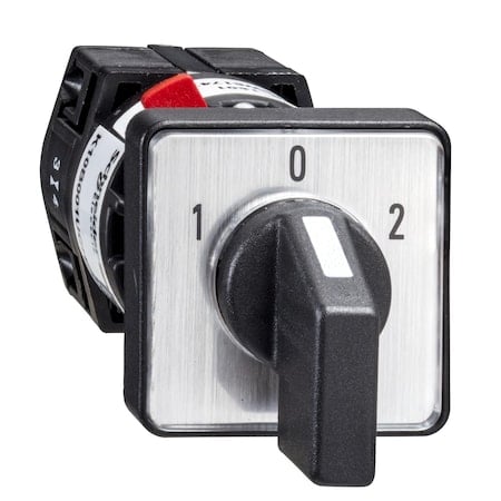 Complete cam switch, Harmony K1, K2, cam changeover switch, 16mm or 22mm, plastic, 3 poles, position 0, 60degrees, 10A, 30x30mm, marked 1 0 2 MPN:K10F003UCH