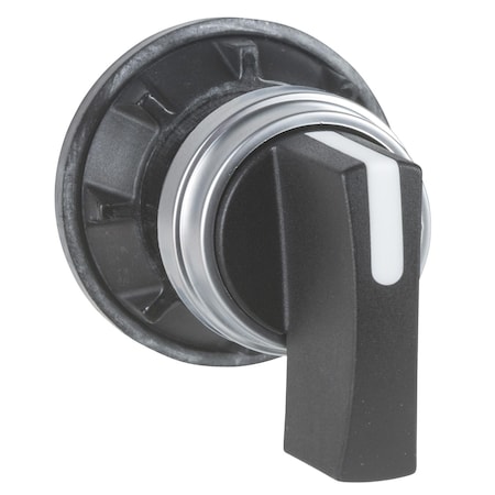 Cam switch operating head, Harmony K1, K2, mounting hole 22mm, plastic head with bezel 29mm, metallic legend, black handle MPN:KBA1H