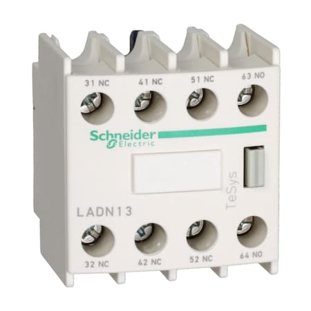 Auxiliary contact block, TeSys Deca, 2NO + 2NC, front mounting, lugs-ring terminals MPN:LADN226