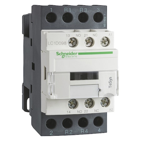IEC Magnetic Contactor, 1NC/1NO, 24V AC, 4 P, Non-Reversing, Screw Clamp MPN:LC1D128B7