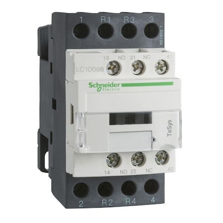 IEC Magnetic Contactor, 1NC/1NO, 24V DC, 4 P, Non-Reversing, Screw Clamp MPN:LC1D188BD