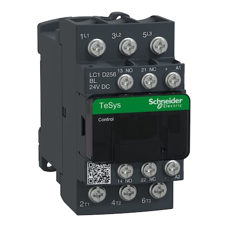 IEC Magnetic Contactor, 1NC/1NO, 24V DC, 3 P, Non-Reversing, Screw MPN:LC1D256BL