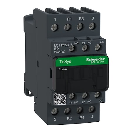 IEC Magnetic Contactor, 1NC/1NO, 24V DC, 4 P, Non-Reversing, Screw Clamp MPN:LC1D258BD