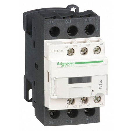 IEC Magnetic Contactor, 1NC/1NO, 24V AC, 3 P, Non-Reversing, Screw Clamp MPN:LC1D25B7