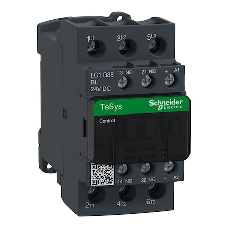 IEC Magnetic Contactor, 1NC/1NO, 24V DC, 3 P, Non-Reversing, Screw Clamp MPN:LC1D38BL
