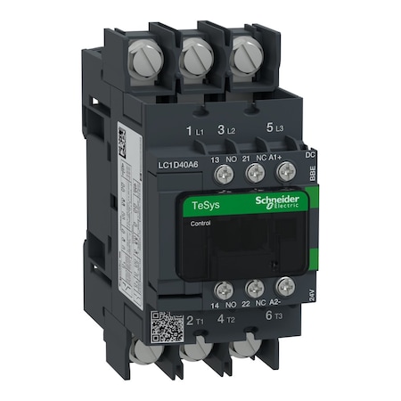 IEC Magnetic Contactor, 1NC/1NO, 24V DC, 3 P, Non-Reversing, Screw MPN:LC1D40A6BBE