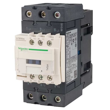 IEC Magnetic Contactor, 1NC/1NO, 24V AC, 3 P, Non-Reversing, Screw Clamp MPN:LC1D50AB7