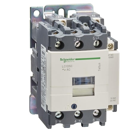 IEC Magnetic Contactor, 1NC/1NO, 110V AC, 3 P, nonreversing, Screw Clamp MPN:LC1D50F7