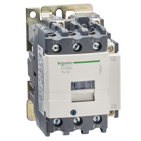 IEC Magnetic Contactor, 1NC/1NO, 220V AC, 3 P, Non-Reversing, Screw Clamp MPN:LC1D50M7