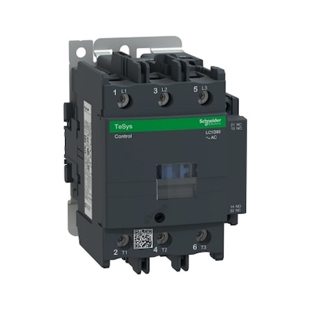 IEC Magnetic Contactor, 1NC/1NO, 120V AC, 3 P, Non-Reversing, Screw Clamp MPN:LC1D80G6