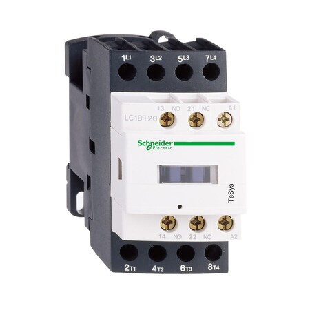 IEC Magnetic Contactor, 1NC/1NO, 125V DC, 4 P, Non-Reversing, Screw Clamp MPN:LC1DT20GD