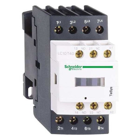 IEC Magnetic Contactor, 1NC/1NO, 24V DC, 4 P, Non-Reversing, Screw Clamp MPN:LC1DT40BD
