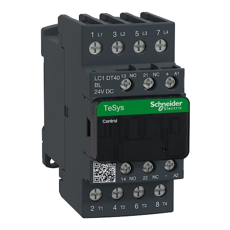 IEC Magnetic Contactor, 1NC/1NO, 24V DC, 4 P, Non-Reversing, Screw Clamp MPN:LC1DT40BL