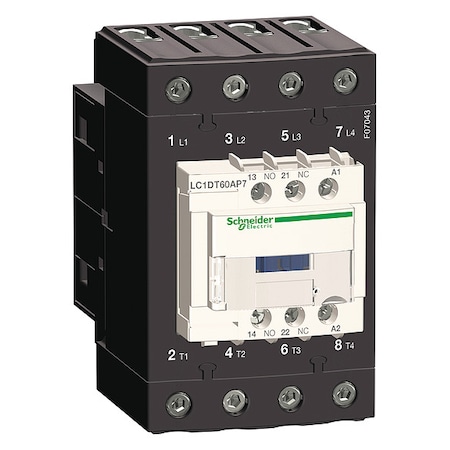 IEC Magnetic Contactor, 1NC/1NO, 120V AC, 4 P, Screw Clamp MPN:LC1DT60AG7