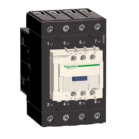 IEC Magnetic Contactor, 1NC/1NO, 120V AC, 4 P, Screw Clamp MPN:LC1DT80AG7