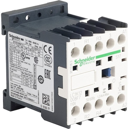 IEC Magnetic Contactor, 110VAC Coil, 12A MPN:LC1K12008F7S17