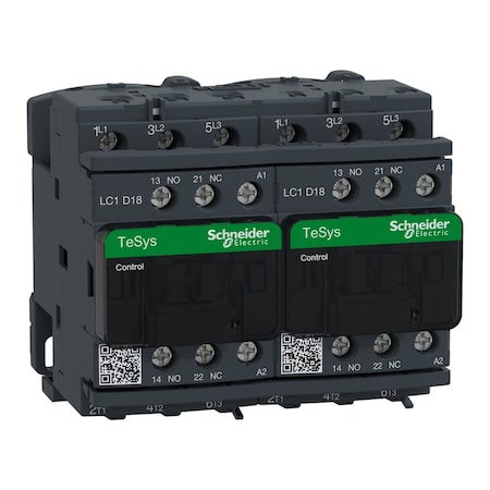 IEC Magnetic Contactor, 1NC/1NO, 48V AC, 3 P, Reversing, Screw Clamp MPN:LC2D18E7