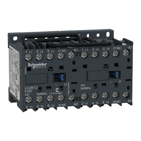IEC Magnetic Contactor, 1NC, 110V AC, 3 P, Reversing, Screw Clamp MPN:LC2K1201F7