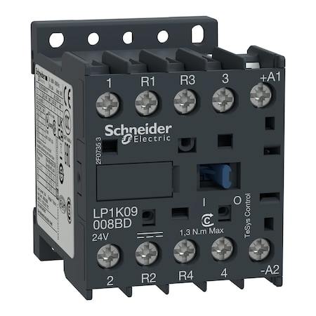 IEC Magnetic Contactor, 2NC/2NO, 24V DC, 4 P, Screw Clamp MPN:LP1K09008BD