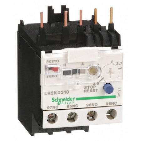 Overload Relay, 1NC/1NO, 2.6 A Min current, 3.7 A Max current, 690V AC MPN:LR2K0310