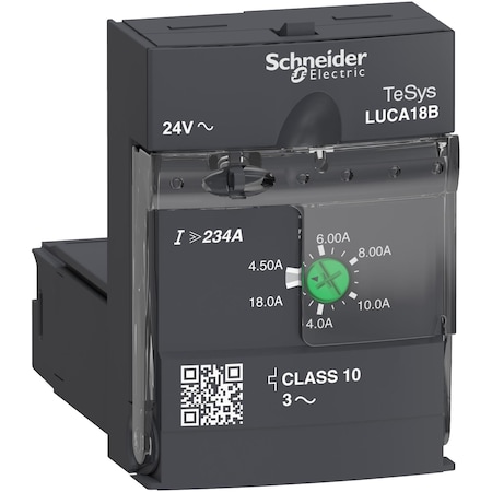 Standard control unit, TeSys Ultra, 4.5A to 18A, 3P motors, thermal magnetic protection, class 10, coil 24VAC MPN:LUCA18B