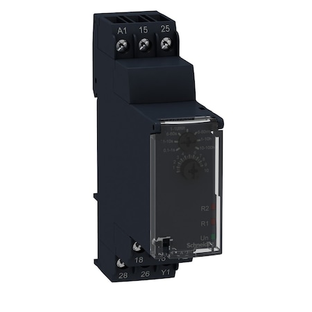 Dual function relay, Harmony Timer Relays, 8A, 2CO, 0.1s.100h, power on delay, screw connectors, 24V DC or 24.240V AC DC MPN:RE22R2AMU