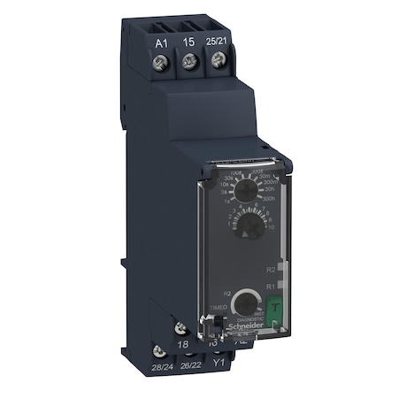 Single function relay, Harmony Timer Relays, 8A, 2CO, 0.05s.300h, off delay, 24.240V AC DC MPN:RE22R2CMR